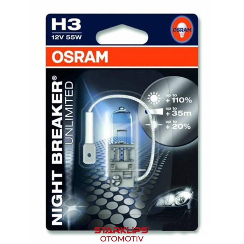 Ampul Far H3 12V%110 Fazla Işık Osram 64151 NBU - 1
