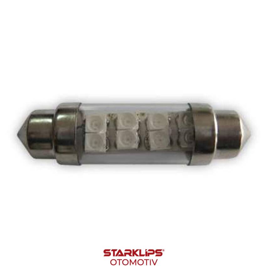 Ampul Sofit LED 8LED Mavi 12V 10W 11X39 - 1