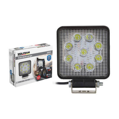 Çalışma Lambası Led 12/24V 27W 9 Led Beyaz ve Kıırmızı E Belgeli Wolfram - 