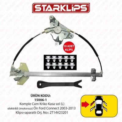 Cam Kriko Kasa Kızaklı L Ön Ford Connect 2003-2013 (Klips+aparatlı) (2T14V23201) - 