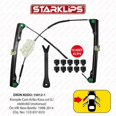 Cam Kriko Kasa Kızaklı L Ön VW New Beetle 1997-2010 (1C0 837 655) - 