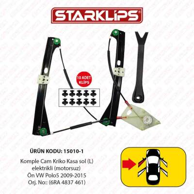 Cam Kriko Kasa Kızaklı L Ön VW Polo5 2009-2015 (6RA 4837 461) - 