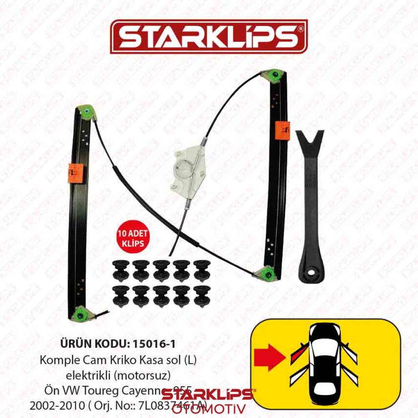 Cam Kriko Kasa Kızaklı L Ön VW Toureg Cayenne 955 2002-2010 (7L0837461A) - 1