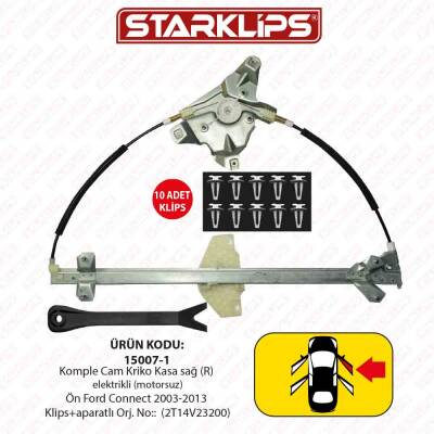 Cam Kriko Kasa Kızaklı R Ön Ford Connect 2003-2013 (Klips+aparatlı) (2T14V23200) - 