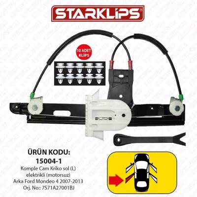 Cam Kriko Kızaklı L Arka Ford Mondeo 4 2007-2013 (7S71A27001BJ) - 