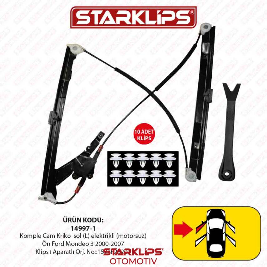 Cam Kriko Kızaklı L Ön Ford Mondeo 3 2000-2007 (1S71F23201) - 1