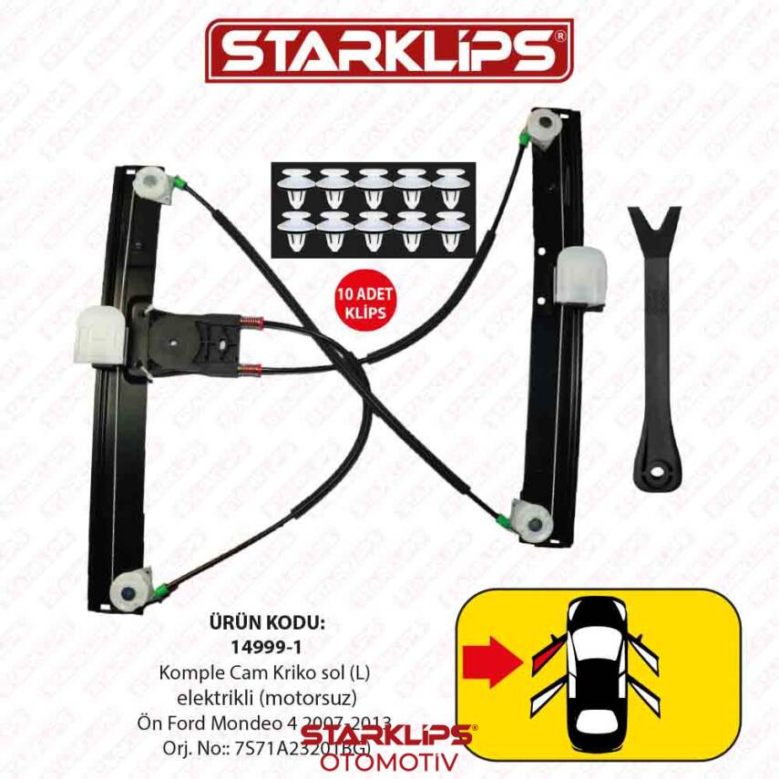 Cam Kriko Kızaklı L Ön Ford Mondeo 4 2007-2013 (7S71A23201BG) - 1