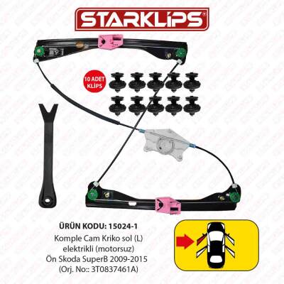 Cam Kriko Kızaklı L Ön Skoda SuperB 2009-2015 (3T0837461A) - 