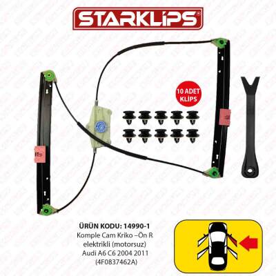 Cam Kriko Kızaklı Ön R Audi A6 C6 2004 2011 (4F0837462A) - 