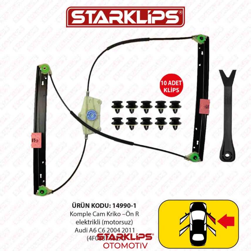 Cam Kriko Kızaklı Ön R Audi A6 C6 2004 2011 (4F0837462A) - 1