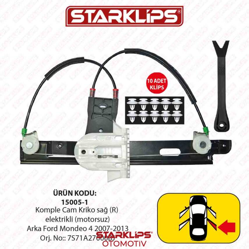 Cam Kriko Kızaklı R Arka Ford Mondeo 4 2007-2013 (7S71A27000BJ) - 1