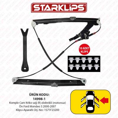 Cam Kriko Kızaklı R Ön Ford Mondeo 3 2000-2007 (1S71F23200) - 