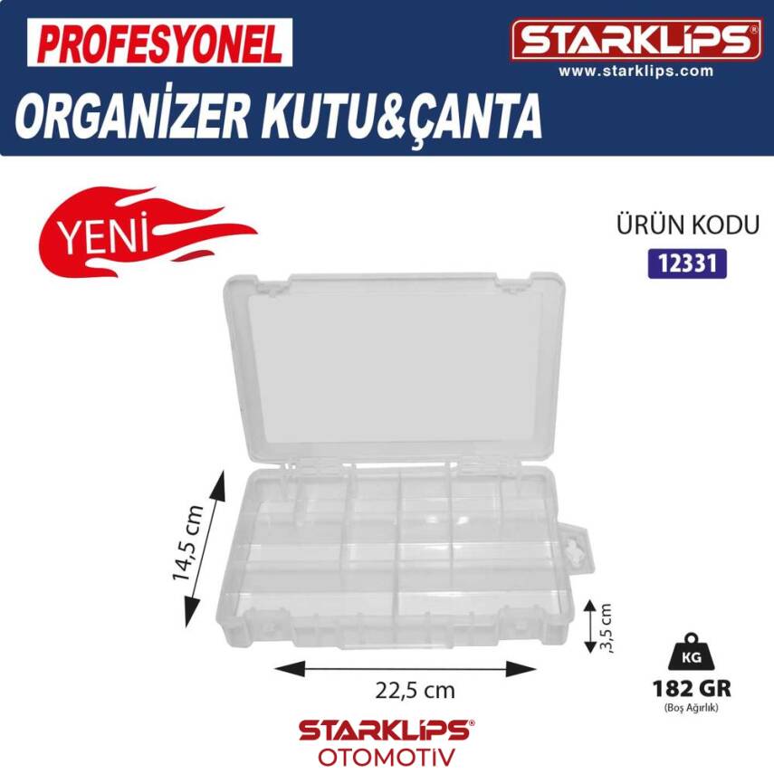 Çanta Plastik Organizer 12 Bölmeli (22,5*14,5*3,5) - 1