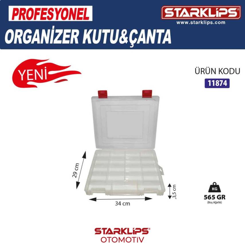 Çanta Plastik Organizer 19 Bölmeli 34x29x3,5 cm - 1