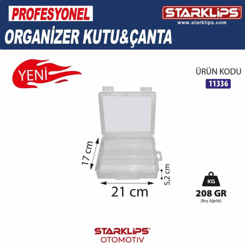 Çanta Plastik Organizer 3 Bölmeli (Şeffaf ) 21x17x5,2cm - 1