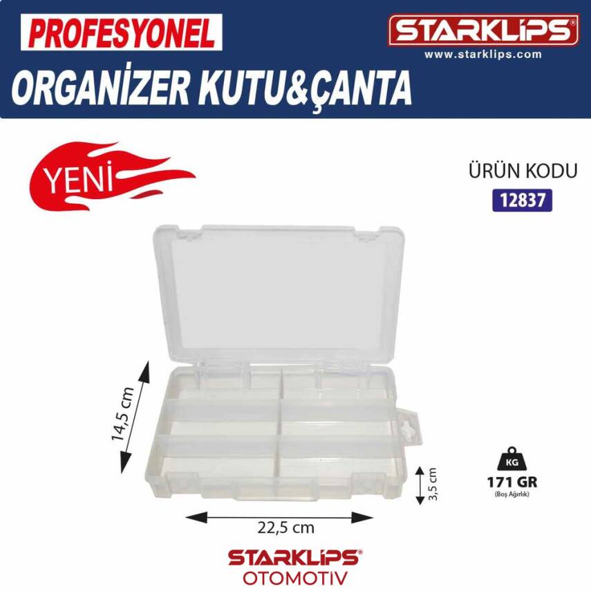 Çanta Plastik Organizer 6 Bölmeli (22,5*14,5*3,5) - 1