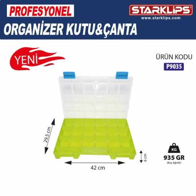 Çanta Plastik Organizer Fosforlu 20 bölmeli Sarı 42x29,5x6 - 