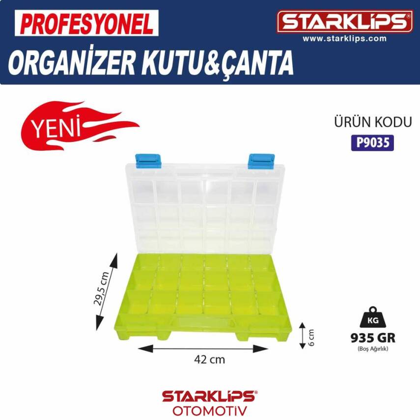 Çanta Plastik Organizer Fosforlu 20 bölmeli Sarı 42x29,5x6 - 1