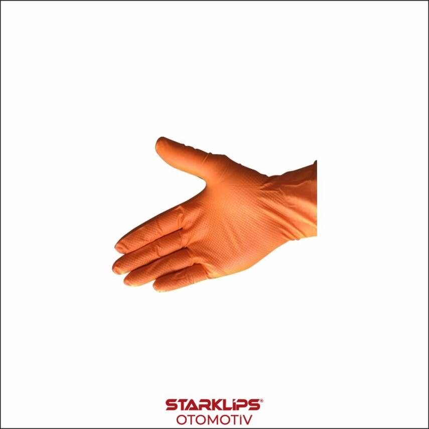 Eldiven Nitril Yüksek Dayanıklı Turuncu Grasper No 9/50AD - 1