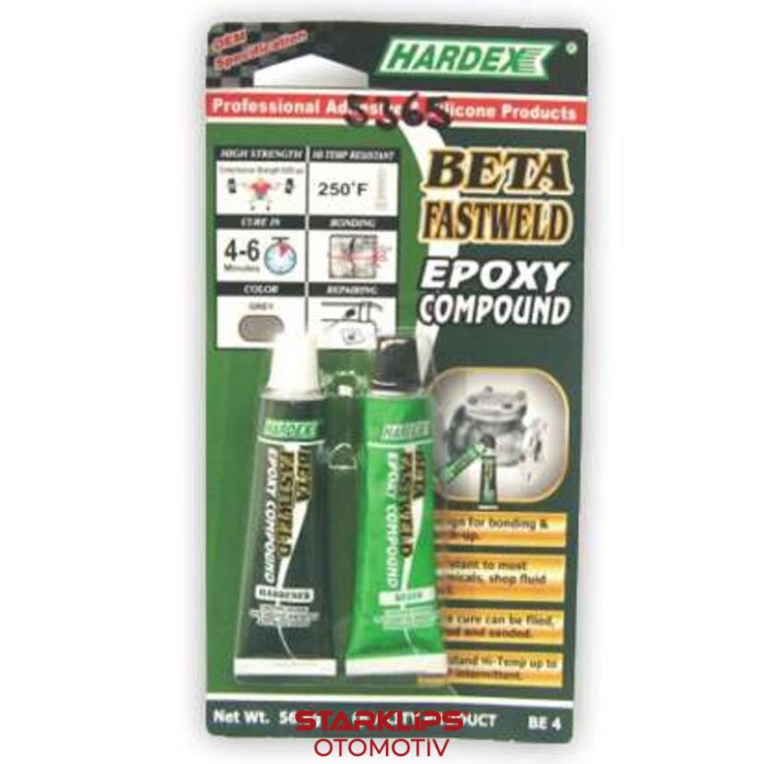 Epoxy Hızlı Metal Yapıştırıcı Kürlü 4-6 Dakika Beta 2X28,4Gr Hardex BE 4 - 1