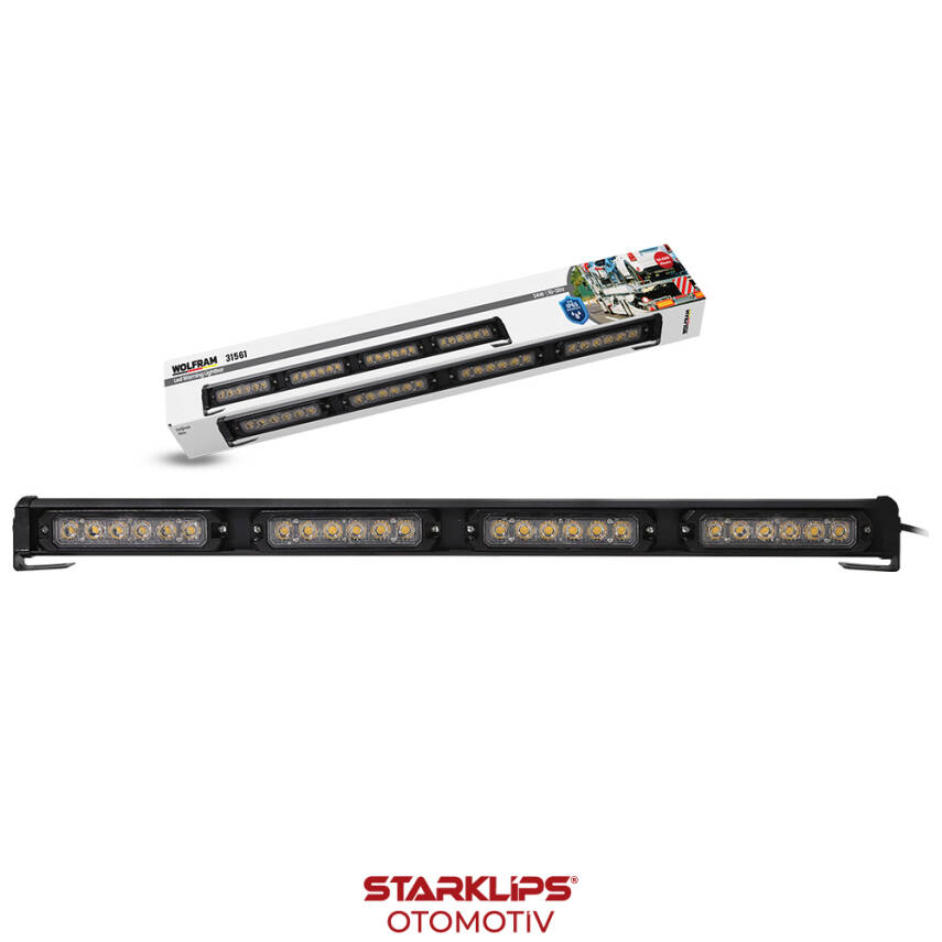 İkaz Lambası 12/24V 40W Yuvarlak 14 Fonksiyon Sarı E Belgeli 61Cm Wolfram - 1