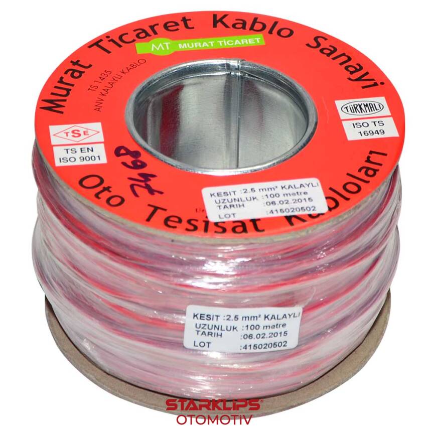 Kablo Kalaylı 2 5mmx100Mt Erm Kırmızı - 1