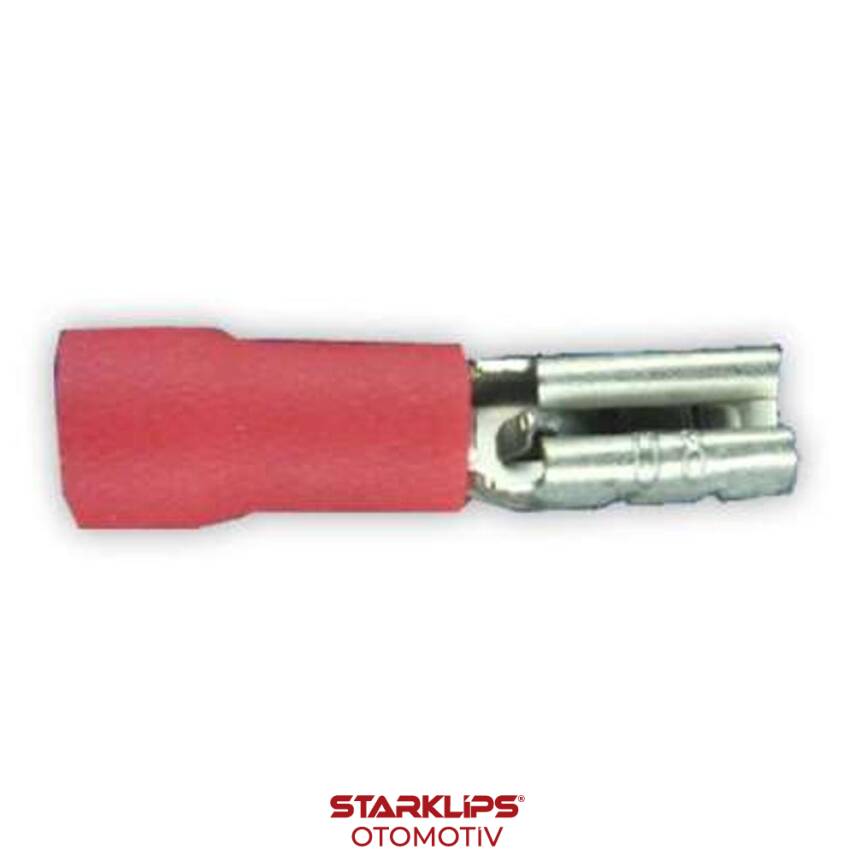 Kablo Ucu Yarı İzoleli Dişi Mikro Kırmızı 0,5X1,5 / 2,8mm - 1