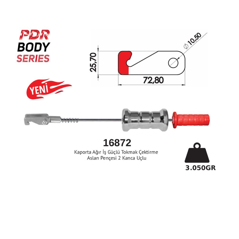 Kaporta Ağır İş Güçlü Tokmak Çektirme Aslan Pençesi 2 Kanca Uçlu - 