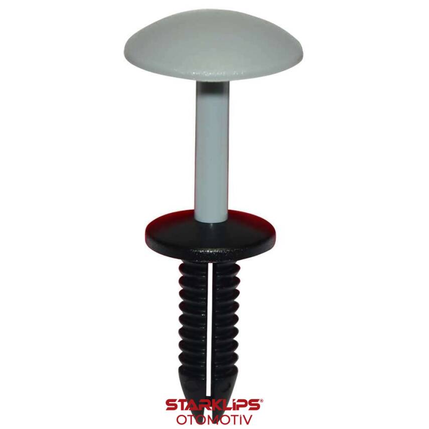 Klips Döşeme Dübel Siyah Renk Şapka Gri 7,5x26x20mm - 1