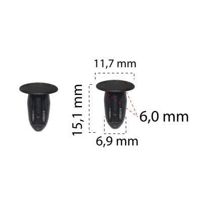 Klips Siyah 6,9mm 654720 Peugeot Renault 7703077078 BMW 51441854624 - Starklips