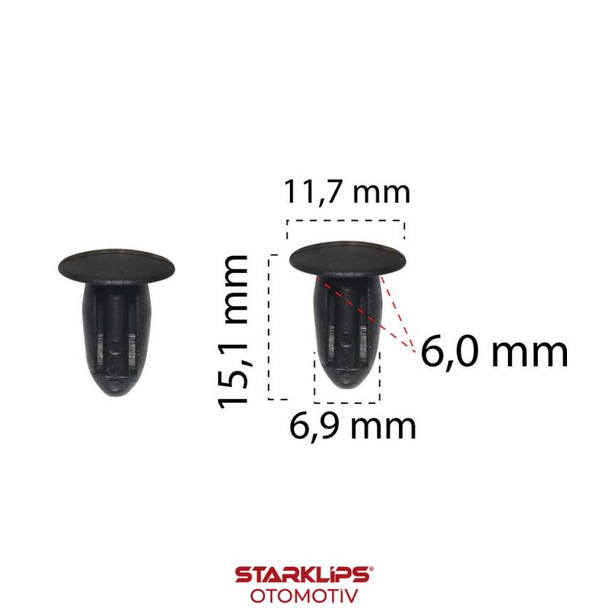 Klips Siyah 6,9mm 654720 Peugeot Renault 7703077078 BMW 51441854624 - 1