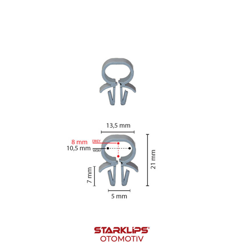 Klips Tesisat Delik Çapı 8mm Hortum 11mm - 1