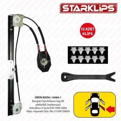 Komple Cam Krikosu Kızaklı R Arka Bmw 5 Serisi E39 1995 2004 Klips +Aparatlı 51358159836 - 