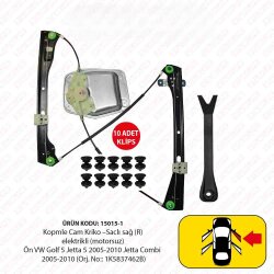 Kopmle Cam Kriko Kızaklı Saclı R Ön VW Golf 5 Jetta 5 2005-2010 Jetta Combi 2005-2010 (1K5837462B) - 