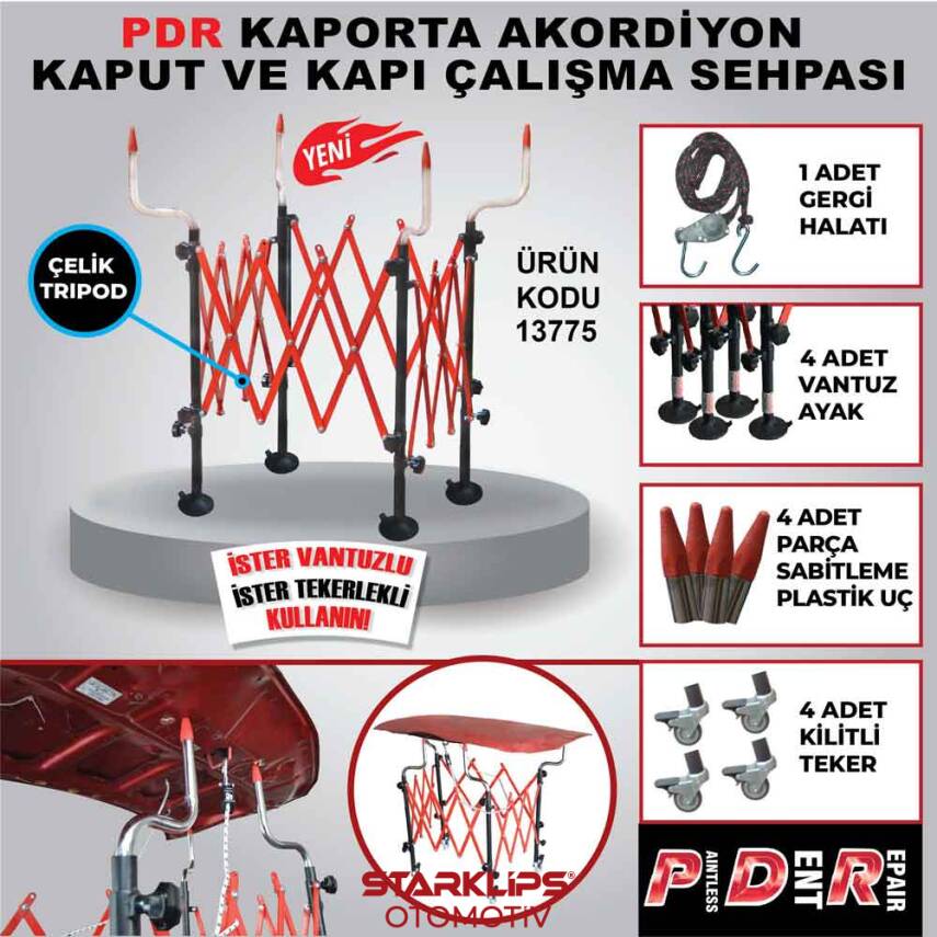 Pdr Akordeon Kaput Taşıma Sehpası Kaput Taşıma Standı 4 Yönlü - 1