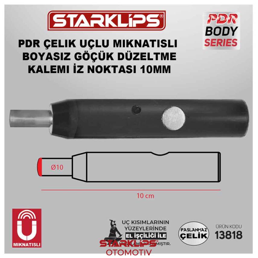 Pdr Çelik Uçlu Mıknatıslı Boyasız Göçük Düzeltme Kalemi İz Noktası 10mm - 1