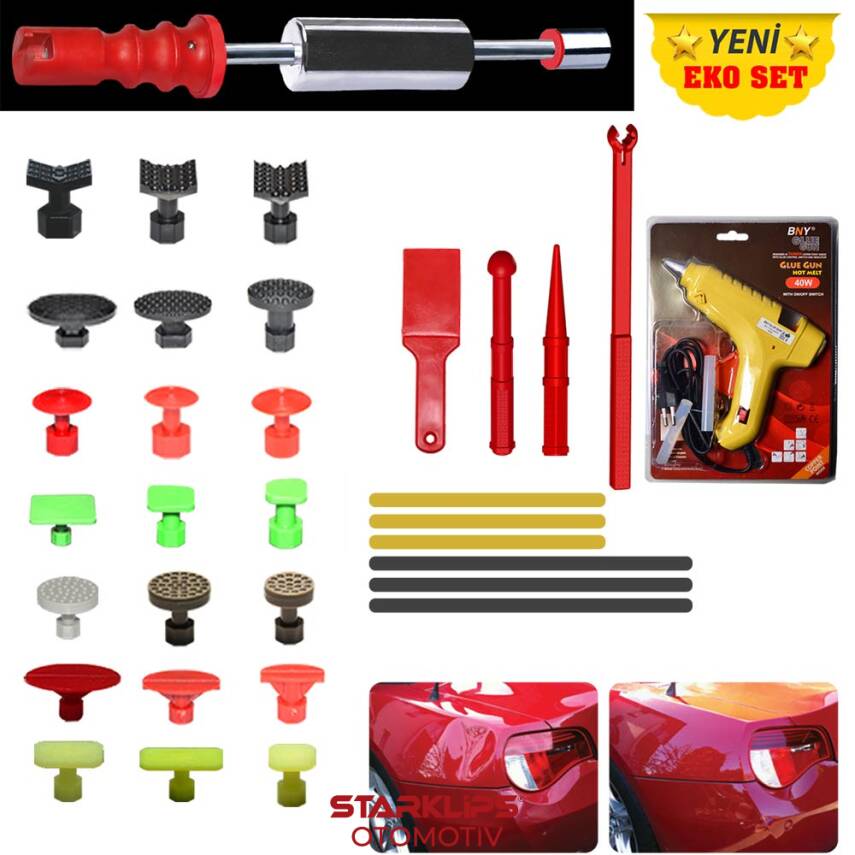 Pdr Eko Set Boyasız Göçük Düzeltme Seti 33 Parça (Tokmak ve Silikon Tabancalı) - 1