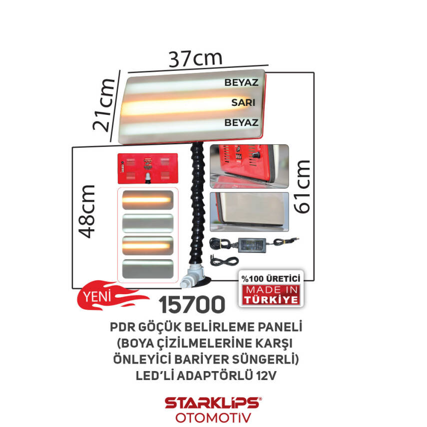 PDR Göçük Belirleme Paneli Let li Adaptör lü 12V - 1