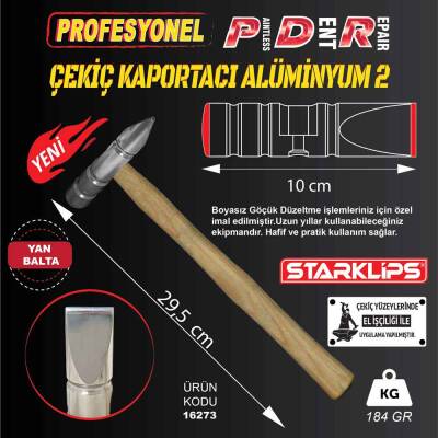 Pdr Kaporta Çekiç Aluminyum Ahşap Saplı ( Yan Balta ) 184Gr - 
