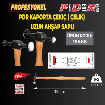 PDR Kaporta Çekiç ( Çelik) Uzun Ahşap Sap - 