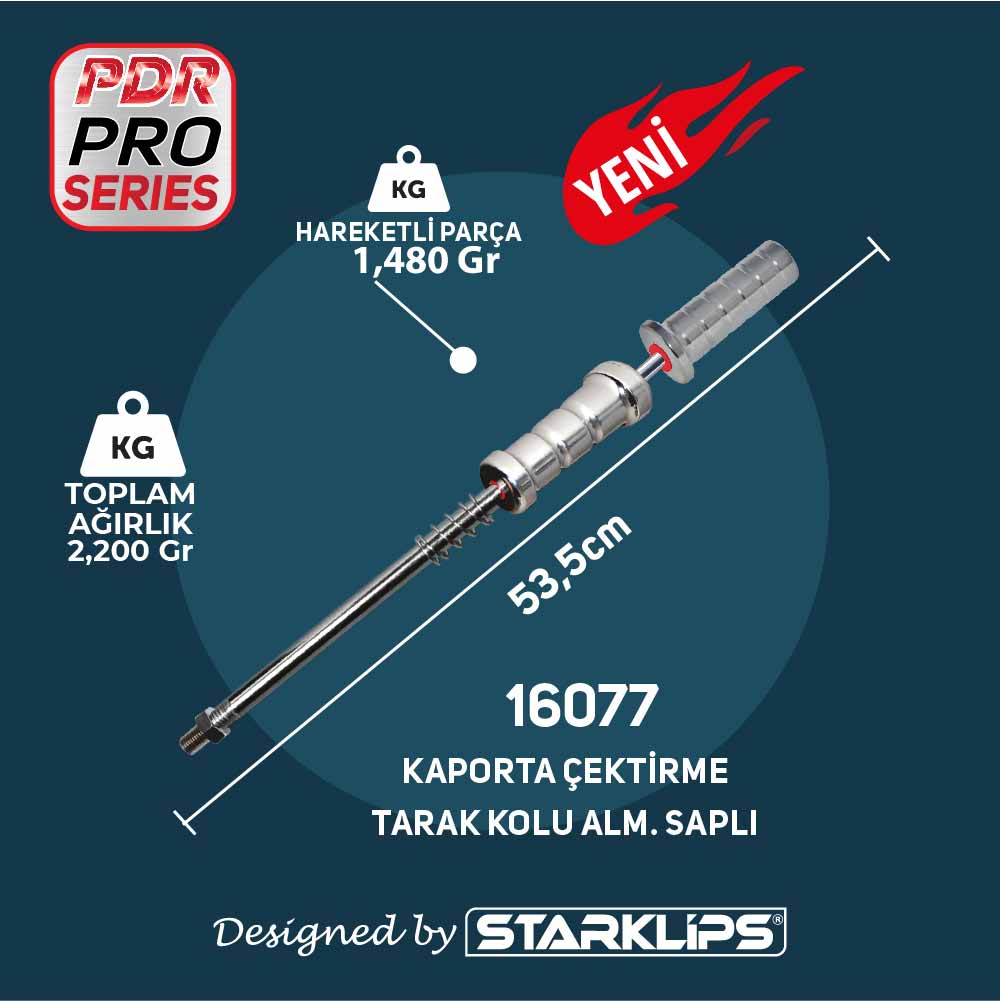 Pdr Kaporta Göçük Düzeltme Tarak Tokmağı Metal Saplı Starklips 2,200Kg 53,5cm - 