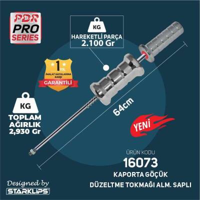 Pdr Kaporta Göçük Düzeltme Tarak Tokmağı Metal Saplı Starklips 2,930 Kg 64cm - 