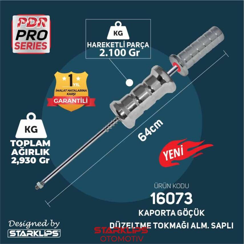 Pdr Kaporta Göçük Düzeltme Tarak Tokmağı Metal Saplı Starklips 2,930 Kg 64cm - 1