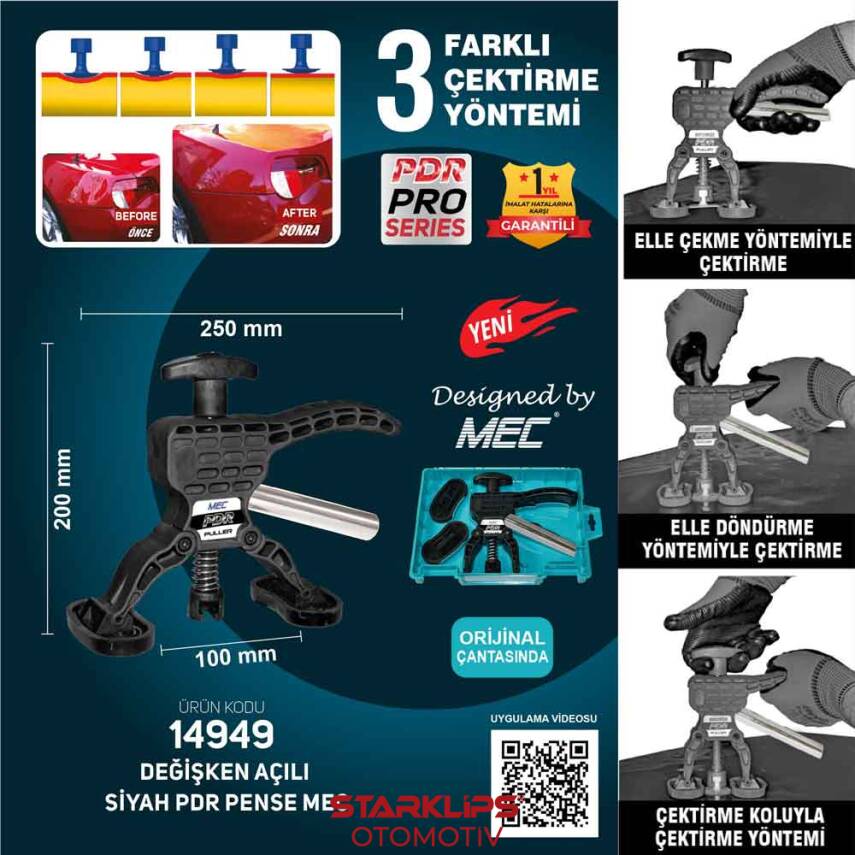 Pdr Pense Profesyonel Ayarlı Boyasız Göçük Çektirme MEC Siyah Kutulu - 1