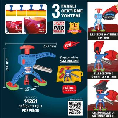 Pdr Pense Profesyonel Ayarlı Boyasız Göçük Çektirme Renkli Kutulu - 