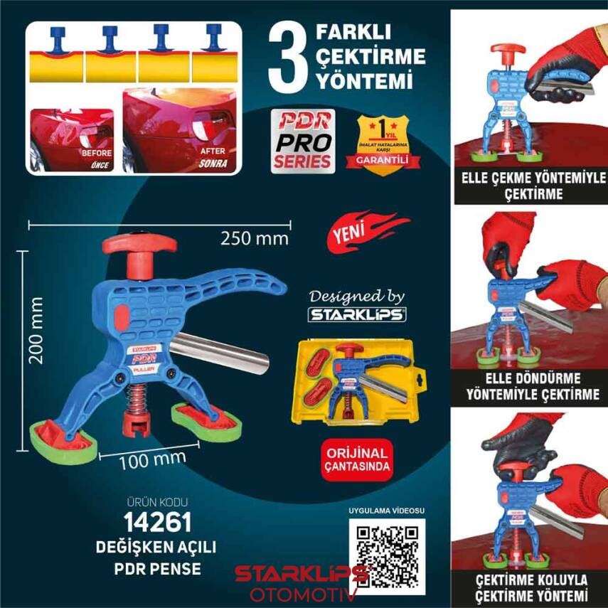 Pdr Pense Profesyonel Ayarlı Boyasız Göçük Çektirme Renkli Kutulu - 1