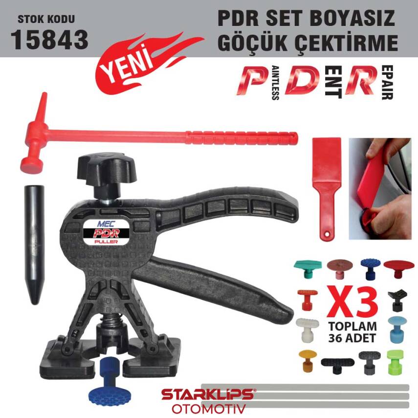 Pdr Set Boyasız Göçük Çektirme 43 Parça (Spatula Çekiç Mum Silikon) - 1