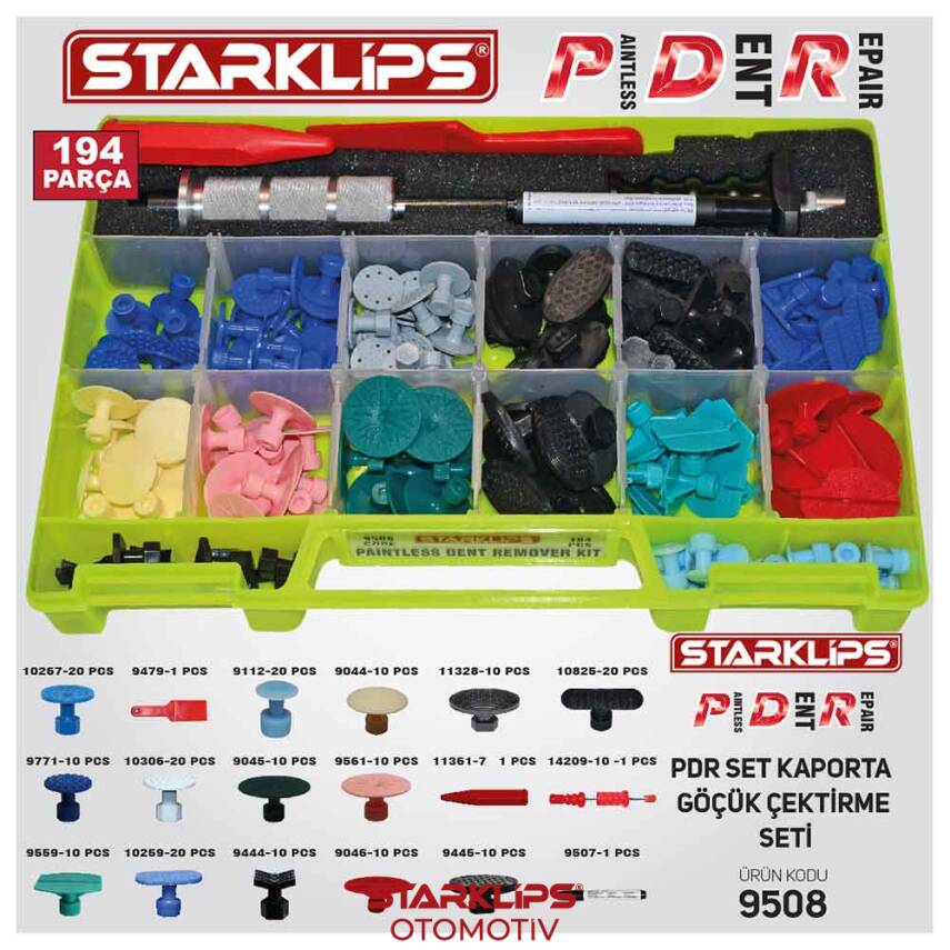 PDR Set Çanta Boyasız Göçük Düzeltme 194 Parça Tokmaklı - 1