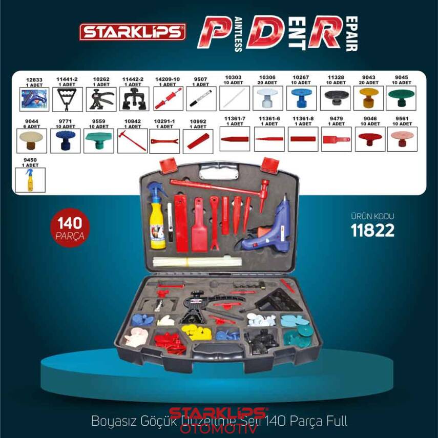 Pdr Set Çanta Boyasız Göçük Düzeltme Seti Süngerli 144 Parça Full - 1