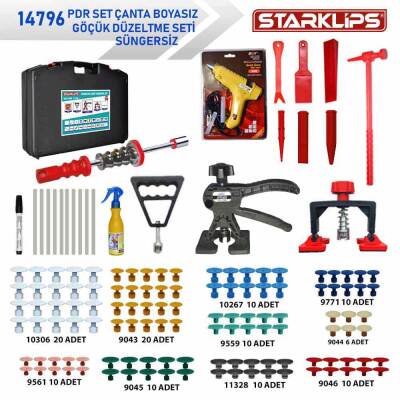 Pdr Set Çanta Boyasız Göçük Düzeltme Seti Süngersiz 144 Parça Full - 